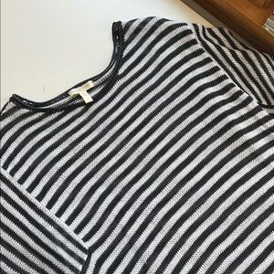 Eileen Fisher Black and White Knit Striped Sweater